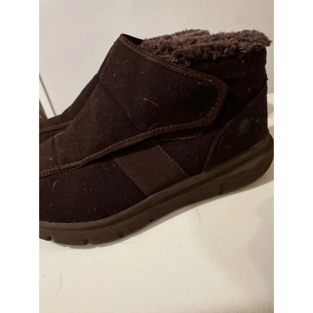 FitVille Women's Dark Brown Fur Lined Ankle  Slip On Boots Size 10EW‎